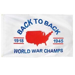 USA Back To Back World War Champions Flag Indoor Outdoor Army Military Patriotic